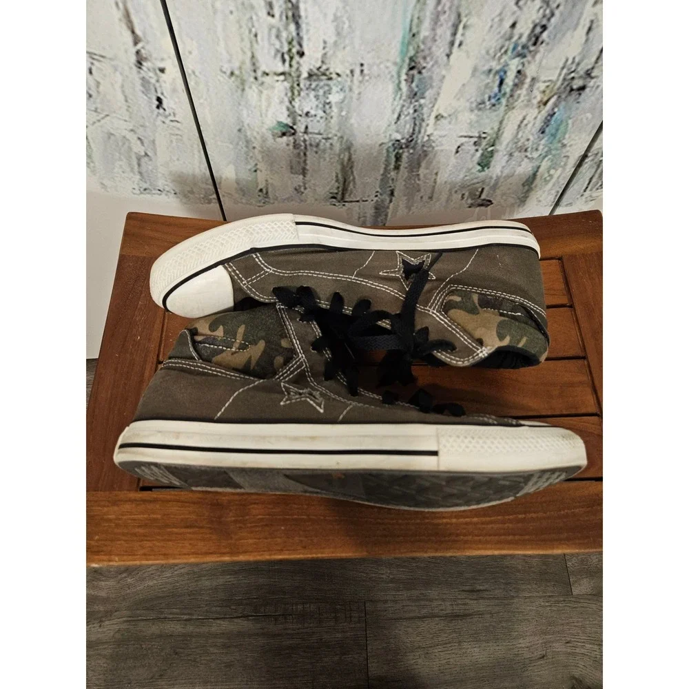 Converse‎ One Star 12 Mid Top Sneakers Brown Camo Canvas Skate Shoes Mens Casual